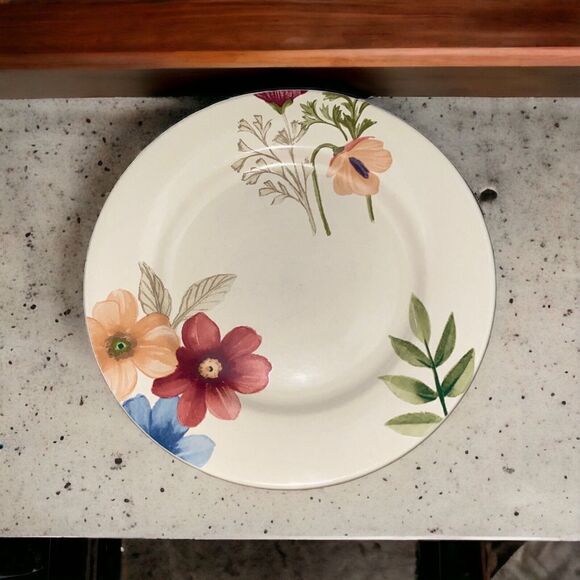 LONGABERGER Botanical Fields 9” Luncheon Salad Plate Pottery Floral Design #3 - Picture 1 of 4